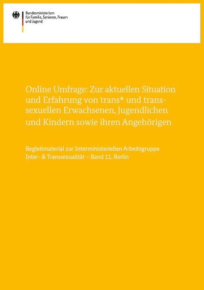 Titelseite der Online-Umfrage zur aktuellen Situation und Erfahrung von trans* und transsexuellen Erwachsenen...