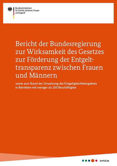 Titelseite Bericht der Bundesregierung Gesetzes zur Förderun der Entgelttransparenz zwischen Frauen und Männern