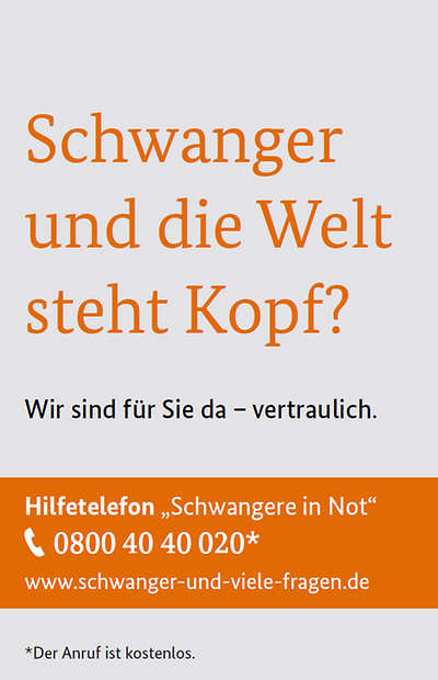 Cover der Visitenkarte "Hilfetelefon Schwangere in Not"